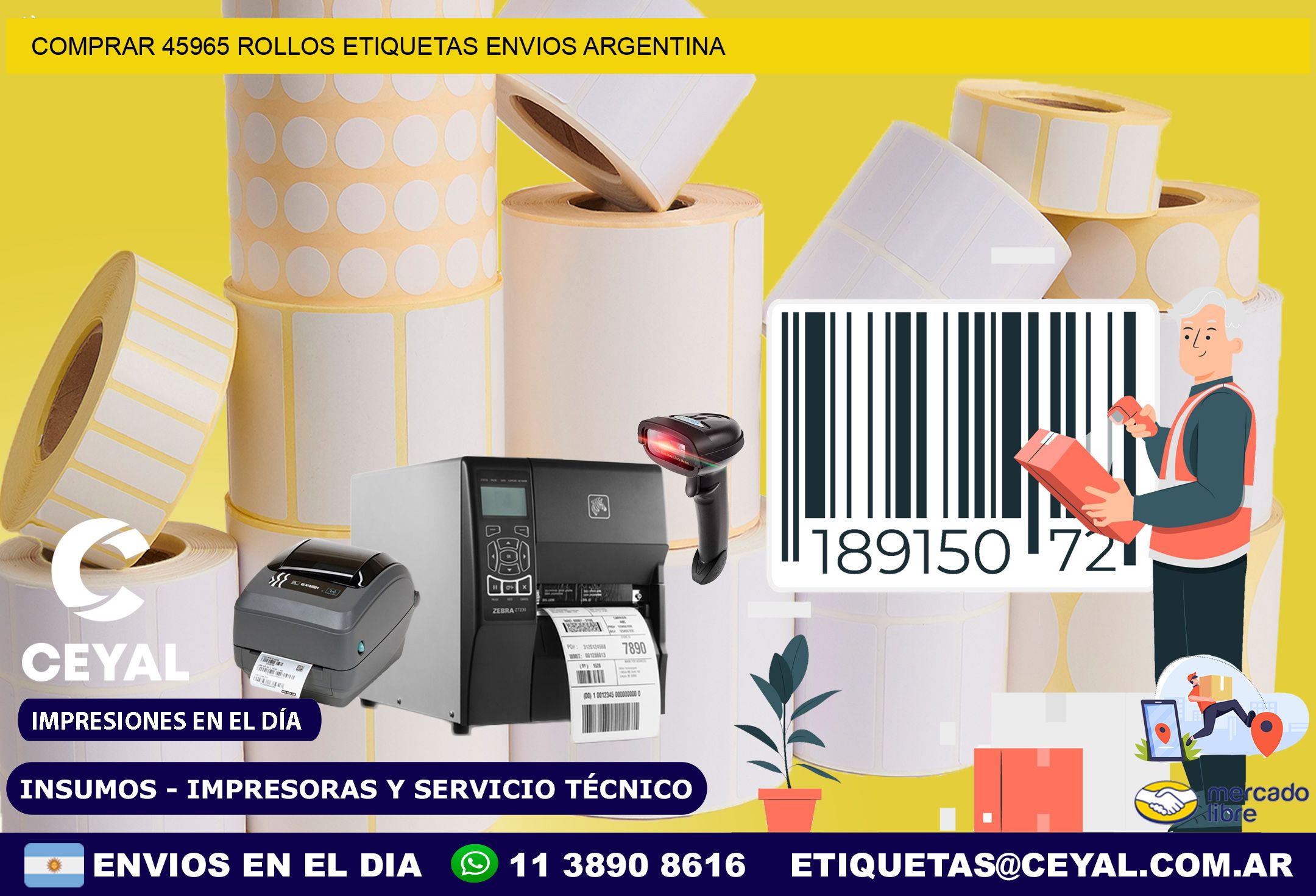 COMPRAR 45965 ROLLOS ETIQUETAS ENVIOS ARGENTINA